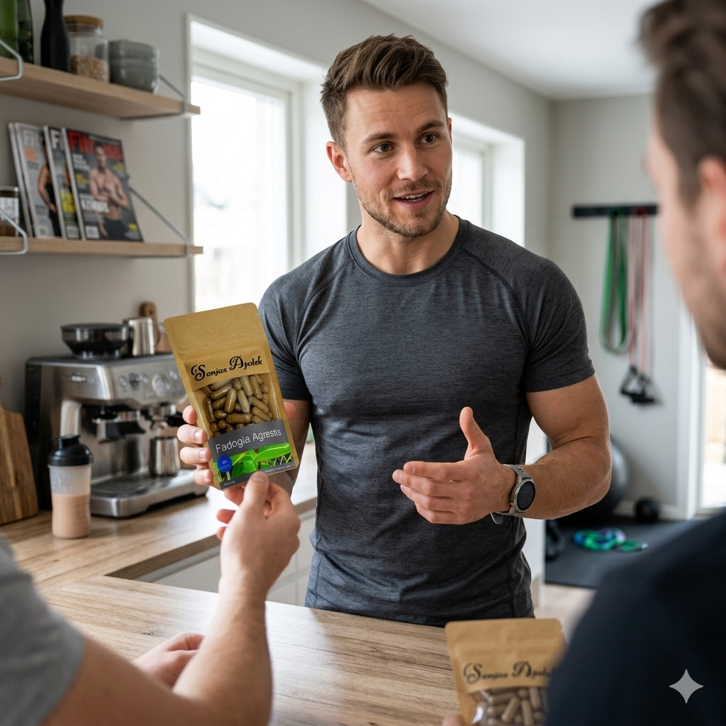Customer recommending a product in his kitchen